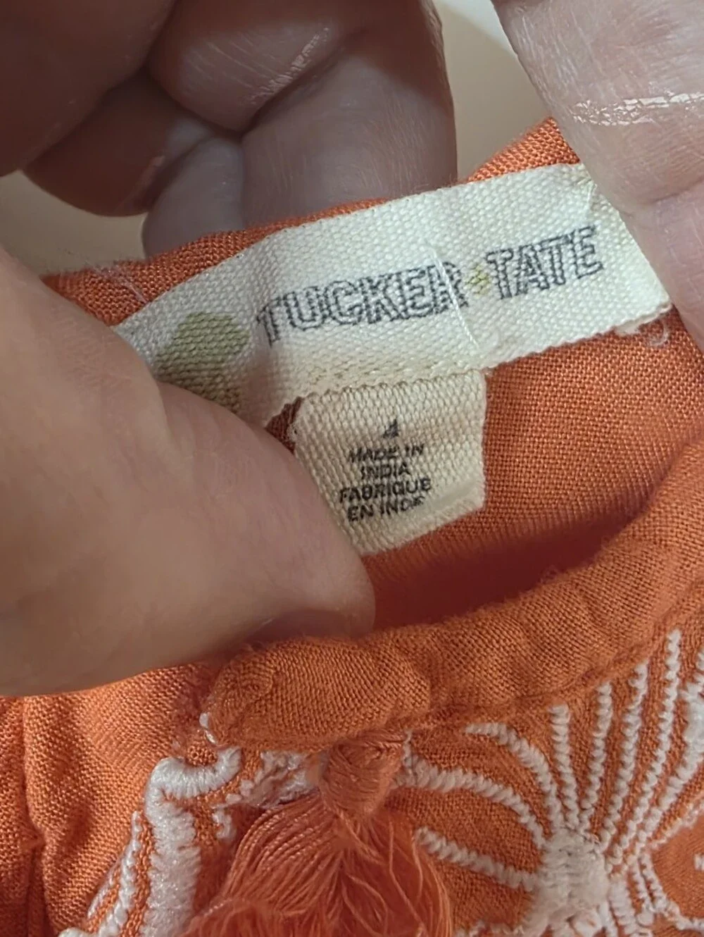 Tucker + Tate Orange Boho Embroidered Girls Dress with Lace Yoke - 4